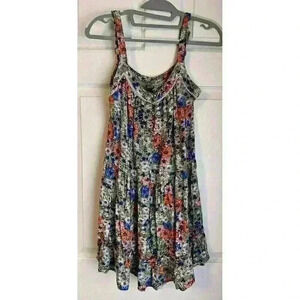 Wild Fable Large A-Line Mini Dress Spaghetti Straps Bohemian Floral Size XS